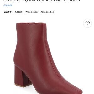 Journee Collection Women's Burgundy Ankle Boots. New in box. Size 8